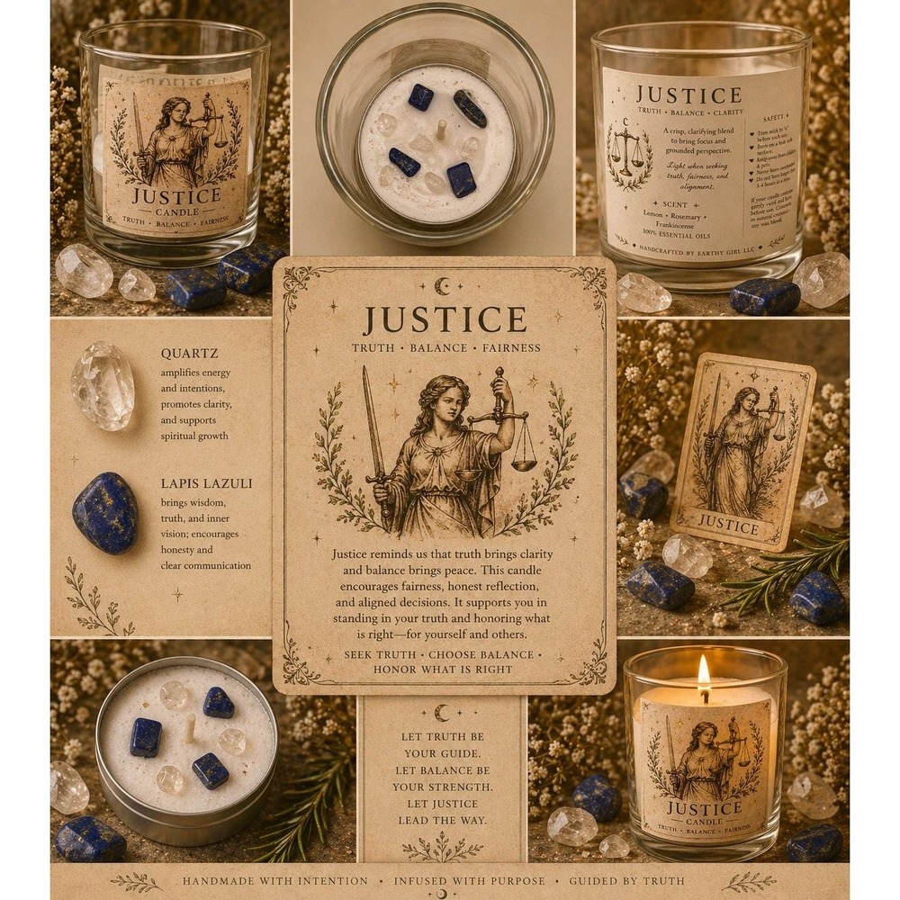 Justice Tarot Card Tea Light Candle Set